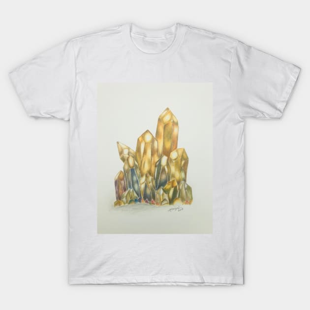 Golden Crystal Cluster T-Shirt by amyliafaizalart